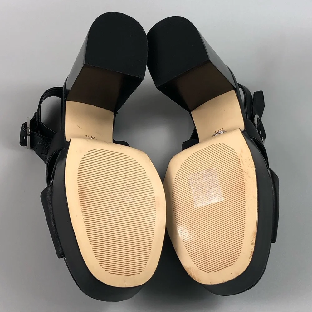 MICHAEL Michael Kors Black Leather Platform Slingback Sandals - Picture 11 of 11